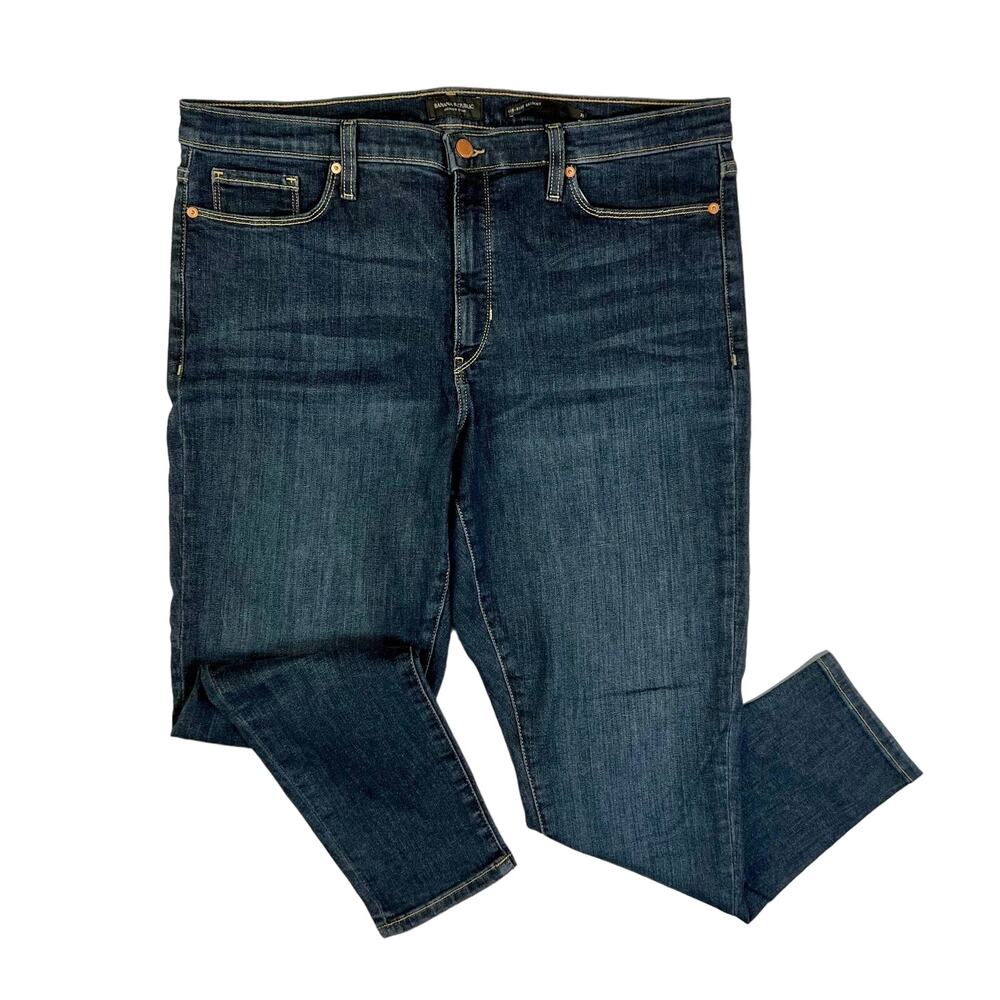 Banana Republic Premium Denim Mid Rise Skinny Jeans Womens 33 Dark Wash Stretchy